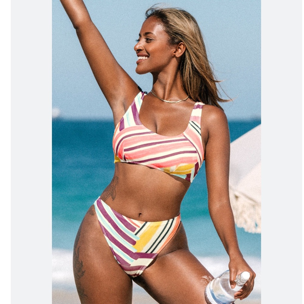 NWT Cupshe Cross The Line Bralette and Extra Cheeky High Waist Set Sz M
